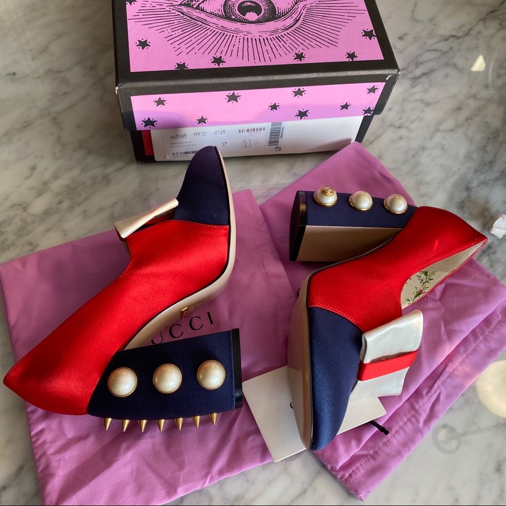 ❌SOLD❌Gucci Luna Colorblock Bow 110mm Pump - Picture 6 of 8